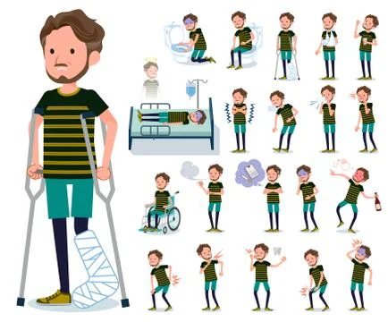 Flat type Middle men sportswear sickness Stock Illustration