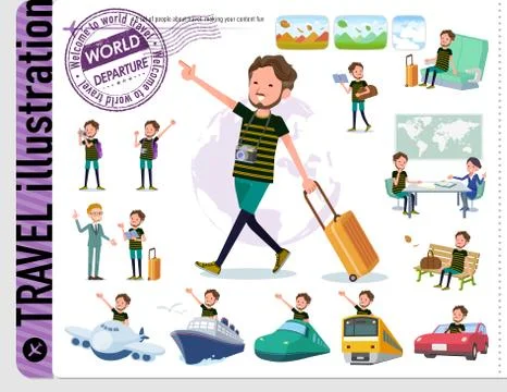 Flat type Middle men sportswear travel Stock Illustration