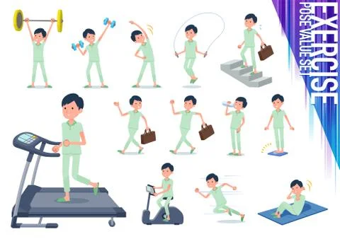 Flat type patient men exercise Stock Illustration