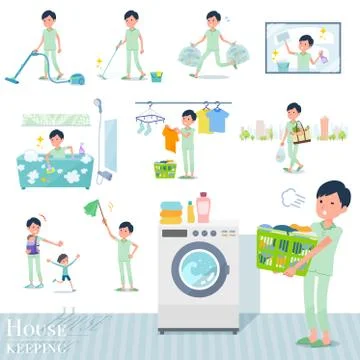 Flat type patient men housekeeping Illustrazione stock