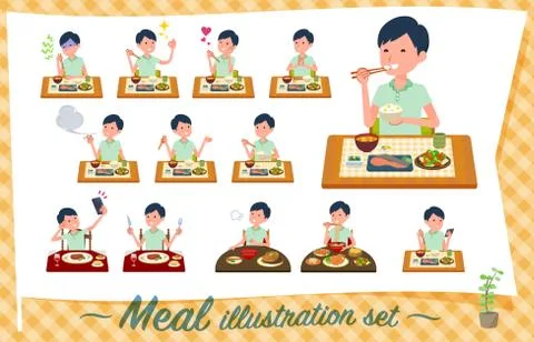Flat type patient men Meal Illustrazione stock