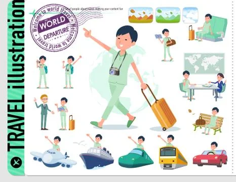 Flat type patient men travel Stock Illustration