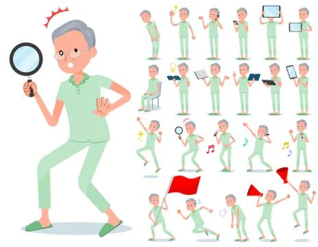 Flat type patient old men Action Stock-Illustration