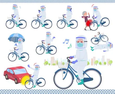 Flat type Protective clothing man city cycle Stock Illustration