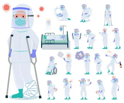 Flat type Protective clothing man sickness Stock Illustration