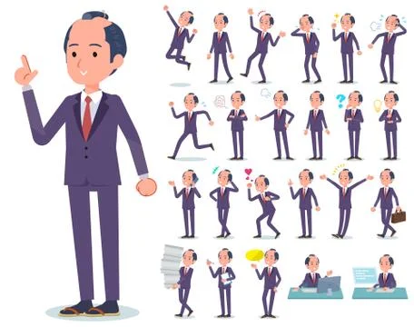Flat type samurai Businessman emotion Illustrazione stock