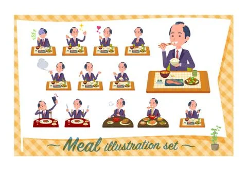 Flat type samurai Businessman Meal Stock Illustration