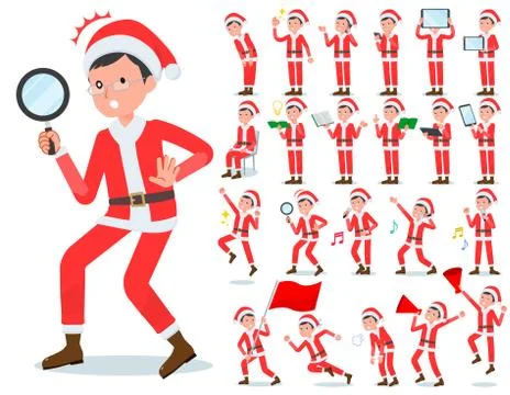 Flat type Santa Claus Costume dad Action Stock Illustration