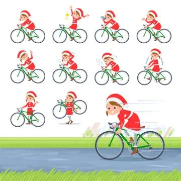 Flat type Santa Claus girl road bike Stock Illustration
