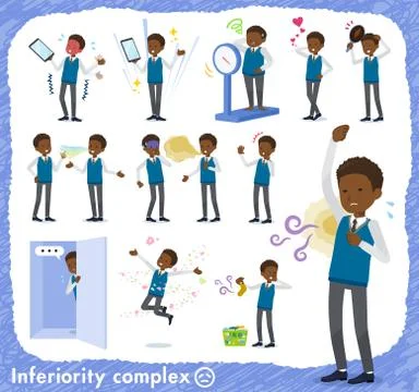 Flat type school boy black complex Stock-Illustration