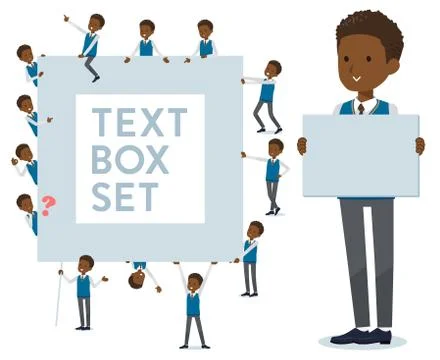 Flat type school boy black text box Stock Illustration