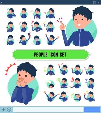 Flat type school boy Blue jersey icon Stock-Illustration