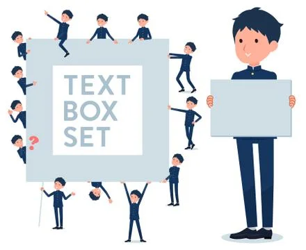 Flat type school boy gakuran text box Stock Illustration