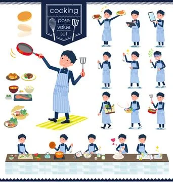 Flat type school boy gakuran cooking Stock Illustration