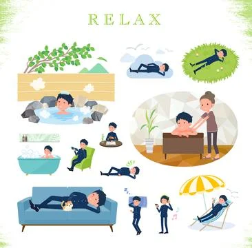 Flat type school boy gakuran relax Stock Illustration
