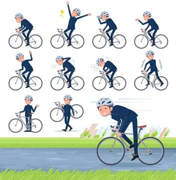 Flat type school boy gakuran road bike Stock Illustration