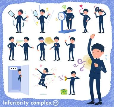 Flat type school boy gakuran complex Stock Illustration