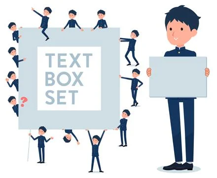 Flat type school boy gakuran text box Stock Illustration