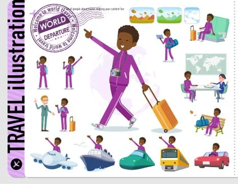 Flat type school boy jersey black travel Stock Illustration