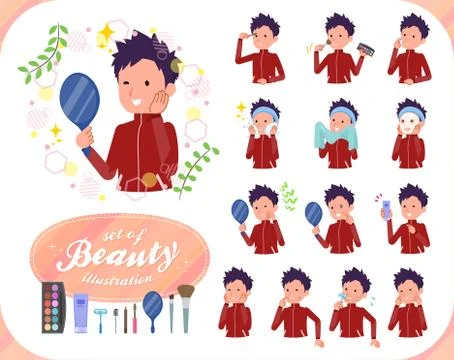 Flat type school boy red jersey beauty Illustrazione stock
