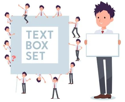 Flat type school boy short sleeve necktie summer text box Stock Illustration