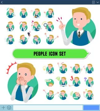 Flat type school boy White icon Stock Illustration