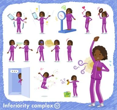 Flat type school dark skin girl purple jersey complex Stock Illustration