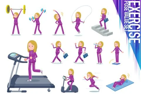 Flat type school fair skin girl purple jersey exercise Stock-Illustration