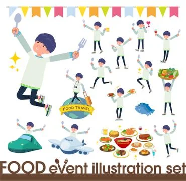 Flat type skinny pants man food festival Stockillustratie