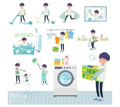 Flat type skinny pants man housekeeping Stockillustratie