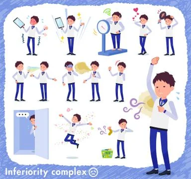 Flat type Store staff Blue uniform men complex Stock-Illustration