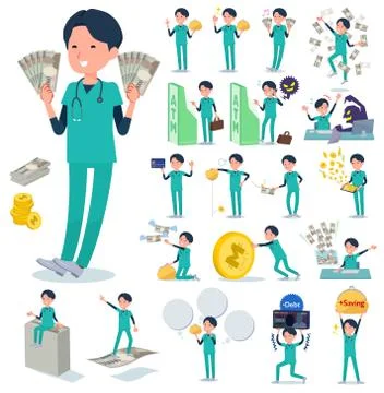Flat type surgical doctor men money Stock-Illustration