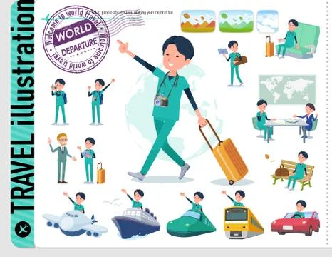 Flat type surgical doctor men travel Illustrazione stock