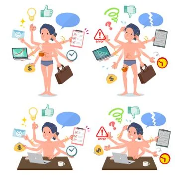Flat type underwear men mulch task Office イラスト素材