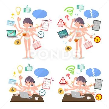Flat type underwear women mulch task Office Stock Illustration