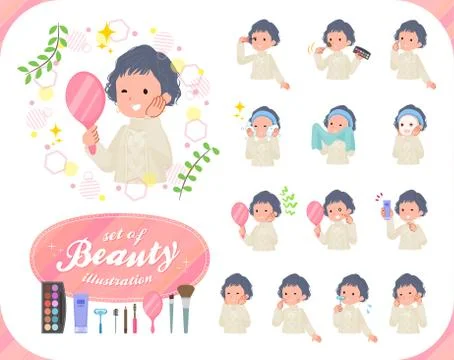 Flat type White cable knit women beauty Stock Illustration