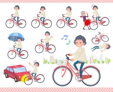 Flat type White cable knit women city cycle Stock Illustration