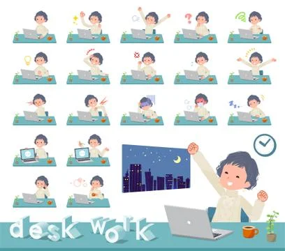 Flat type White cable knit women desk work Stock Illustration