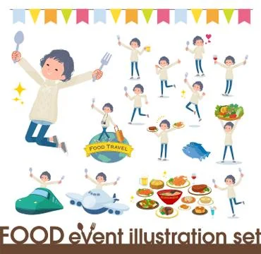 Flat type White cable knit women food festival Stock Illustration