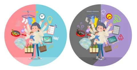 Flat type White cable knit women mulch task switch Stock Illustration