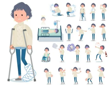 Flat type White cable knit women sickness Stock Illustration