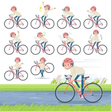 Flat type White cable knit women road bike Stock Illustration