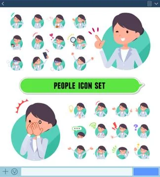 Flat type White coat women icon Stock Illustration
