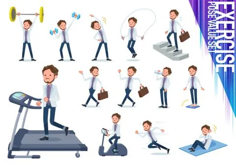 Flat type wild Middle aged men exercise Stock Illustration