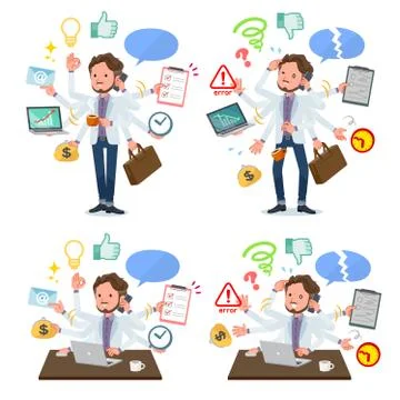 Flat type wild Middle aged men mulch task Office Stock Illustration