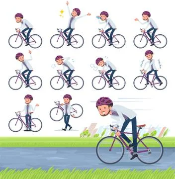 Flat type wild Middle aged men road bike Stock Illustration