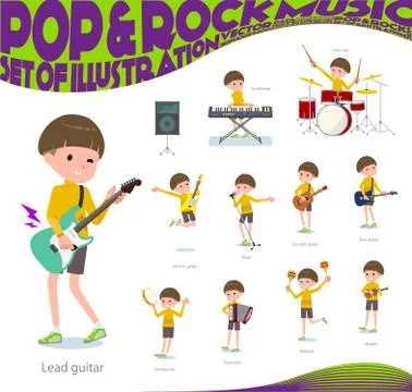 Flat type Yellow clothes Bob hair boy pop music Stock Illustration