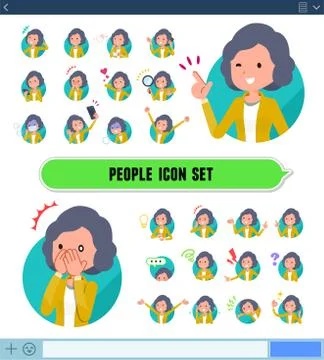 Flat type Yellow jacket Middle women icon Stock-Illustration