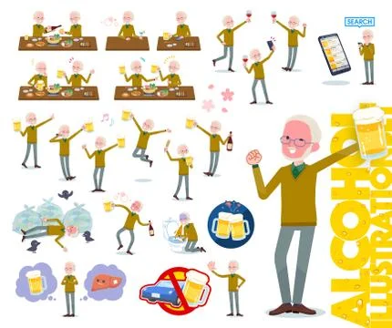 Flat type Yellow knit old man White alcohol Stock-Illustration