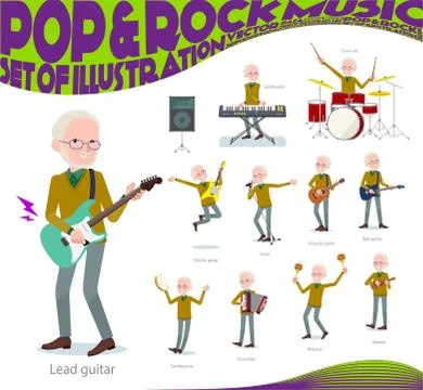 Flat type Yellow knit old man White pop music Illustrazione stock